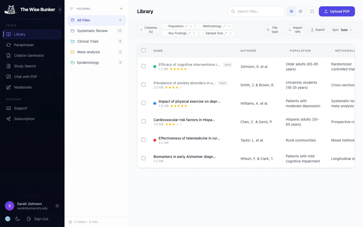 Research library with AI-powered column extraction