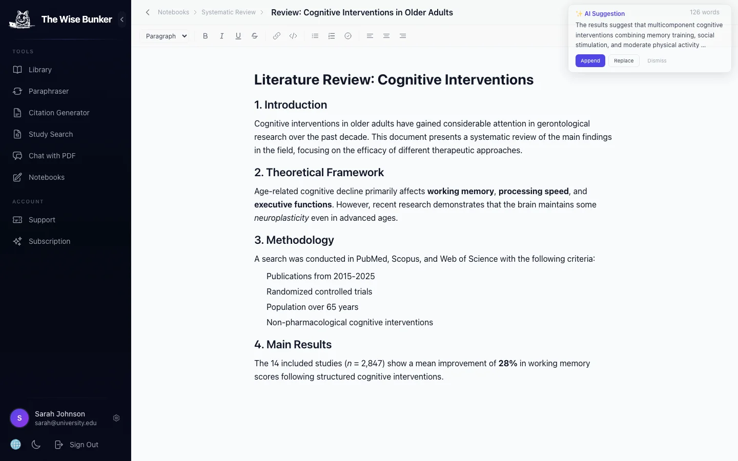 Notebook editor with AI suggestion panel